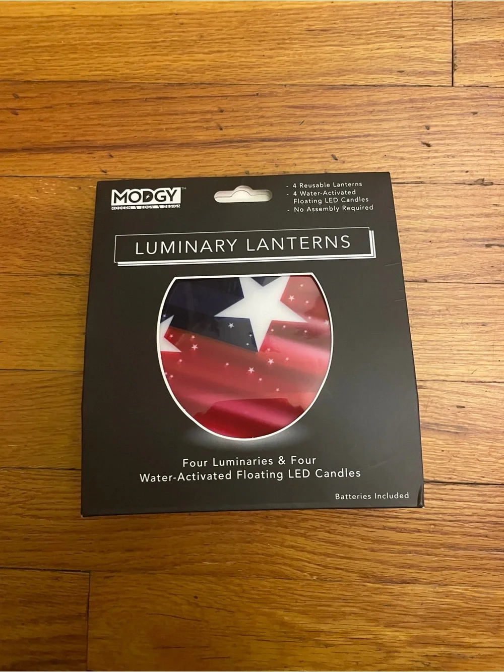 Red, White & Blue Luminary Lanterns - 4 Water-Activated Floating LED Candles